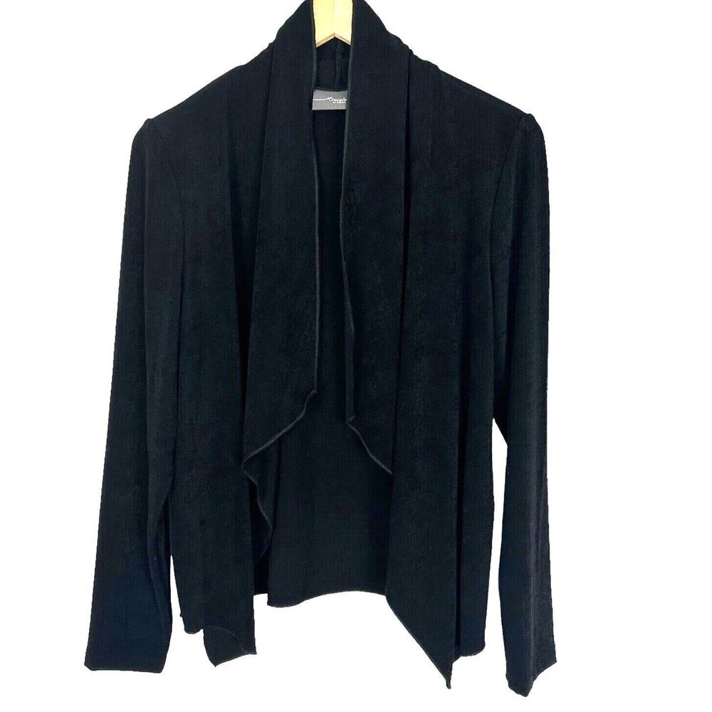 Chico's‎ Travelers Short Cardigan Black Size 0 XS 4-6 Goth Office Waterfall Top